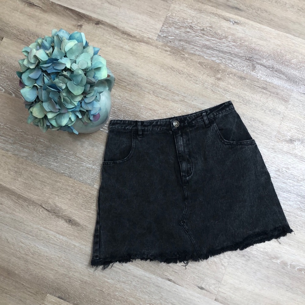 Vici Acid Wash Black Denim Skirt Size Small NWT